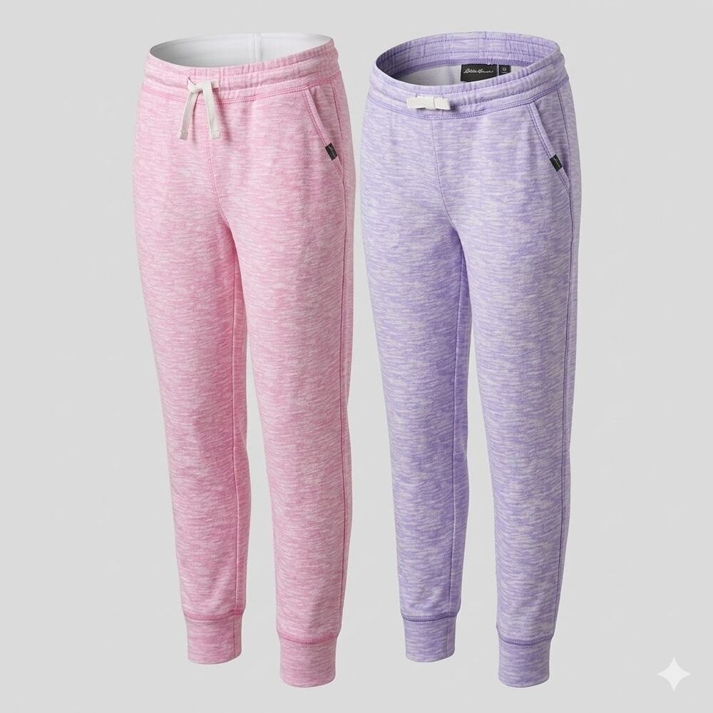 Eddie Bauer Girls Space Dye Jogger Pants Set of 2 Pink Purple Kids Size M 10/12